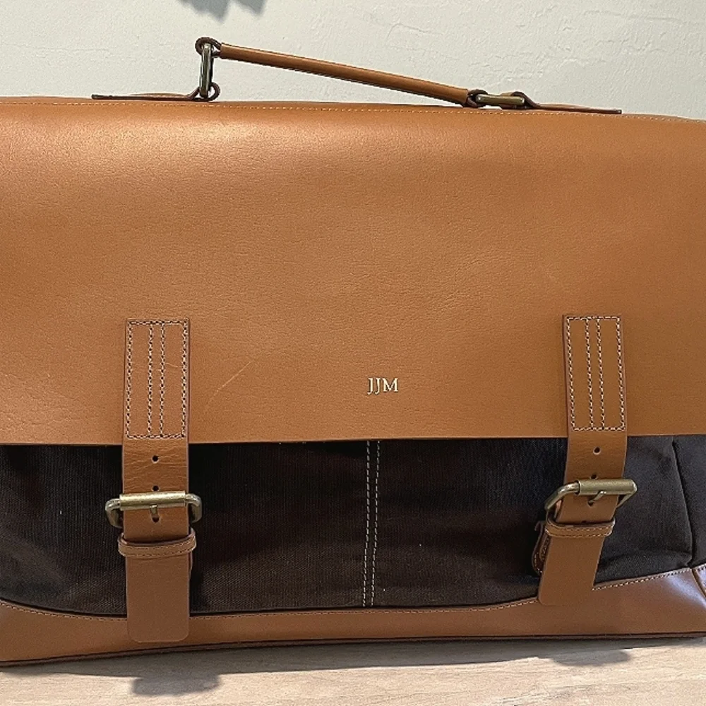 Mark & Graham Beckett Waxed Canvas & Leather Messenger Bag NWOT